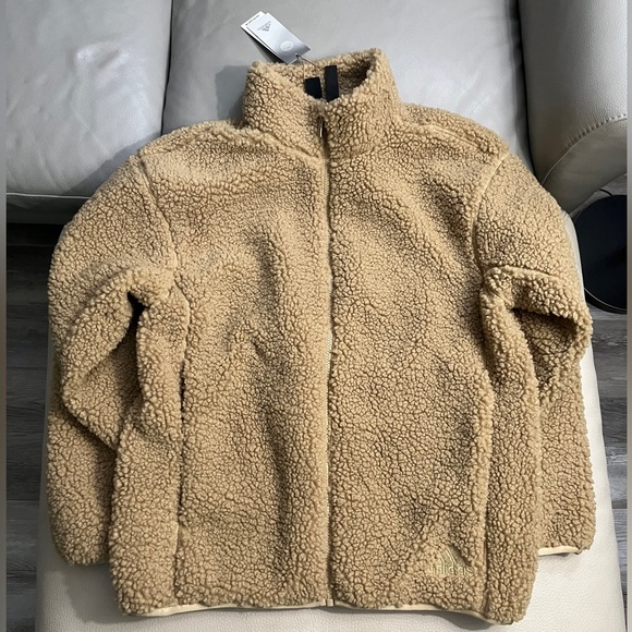 NWT - Adidas Adult Sherpa/Teddy Fleece Zip Jacket - Men M/Women L - Picture 5 of 11